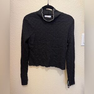 Everleigh Brooks Lace Mock Neck Top Black Large NWT